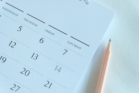 calendar page in white tone.の写真素材