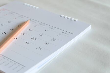 calendar page in white tone.の写真素材