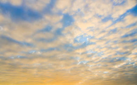 Beautiful blazing sunset landscape at over the meadow and orange sky