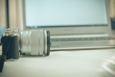 laptop with cameraの写真素材