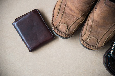 men fashion on wood texture.の写真素材