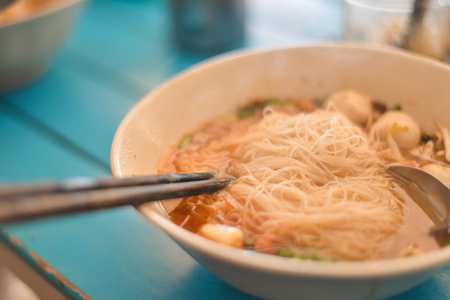 Thai soup noodle.の写真素材