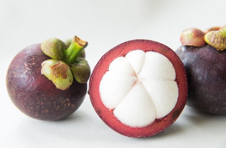Fresh mangosteen on white background.の写真素材