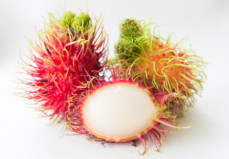 Fresh rambutan on white background.の写真素材