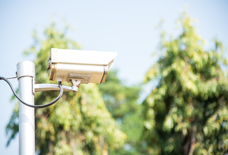Close up Old CCTV on white background.