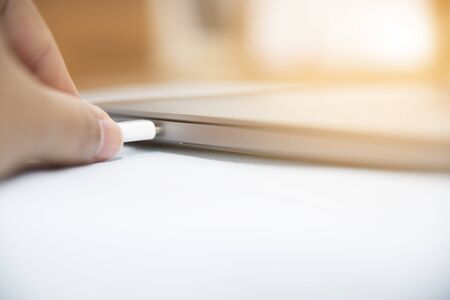USB port with laptop technology concept.