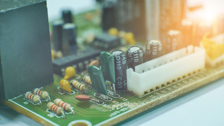 close up on ele tronic board technology background concept.のeditorial素材