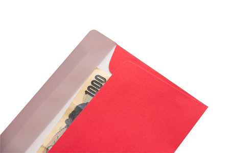 Red envelope on white background.Chinese new year 2019 concept.の写真素材