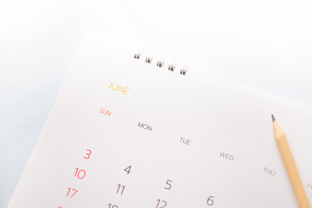 Close up calendar on white tone in planning concept.の写真素材
