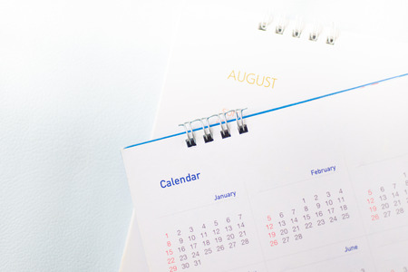 Close up calendar on white tone in planning concept.