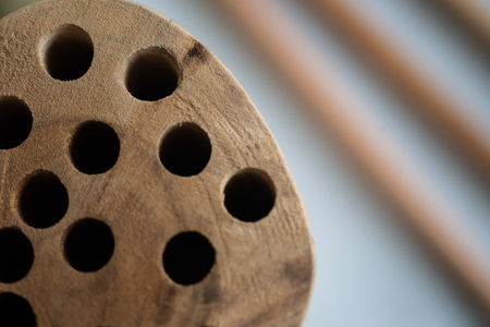 Close up Wooden box pencil hand made.の写真素材