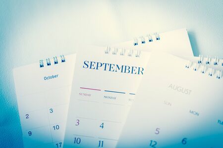 Old calendar page in blue tone.の写真素材