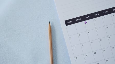 Close up white calendar page in planning concept.January