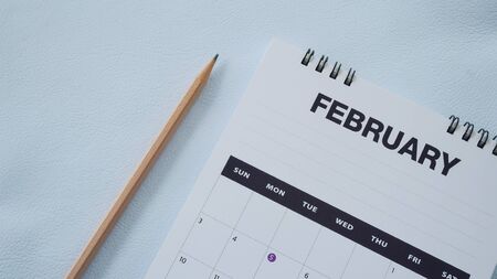Close up white calendar page in planning concept.Februaryの写真素材