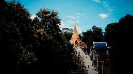 Landscape Thai pagoda on film tone.