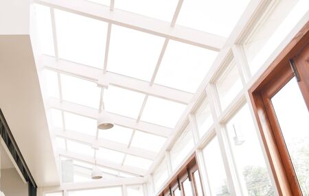 White roof and lamp in coffee shop.interior concept.の写真素材