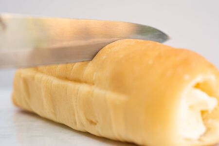 Fresh breads on table in homemade cooking concept.の写真素材