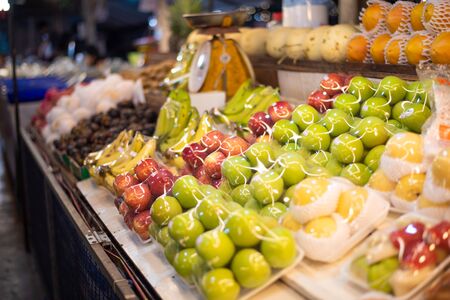 Packed mixed fruit  in the market.の写真素材
