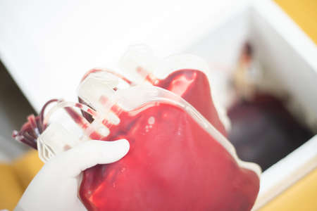 Blood bag for saft life.Blood bank laboratory.