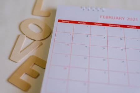 red calendar on white tone.