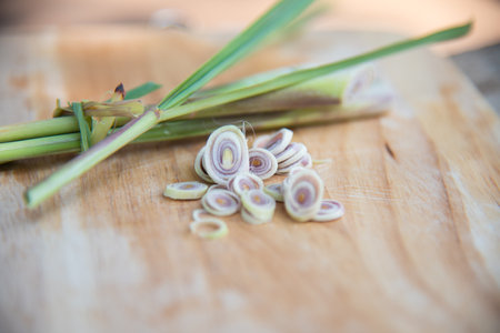 Close up green lemon grass in cooking concept.の写真素材