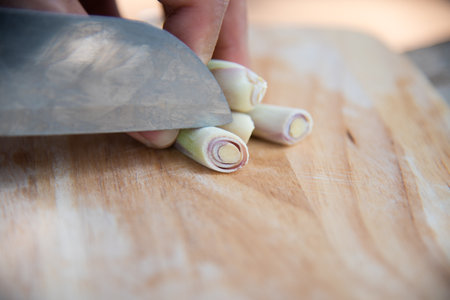 Close up green lemon grass in cooking concept.の写真素材