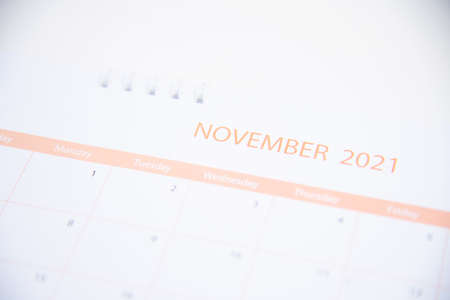 Blurred calendar 2021 in planning concept.November 2021.の写真素材