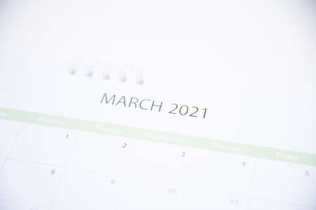 Blurred calendar 2021 in planning concept.March 2021.Apil 2021.