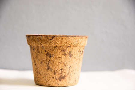 Brown Organic plants pot on gray background.