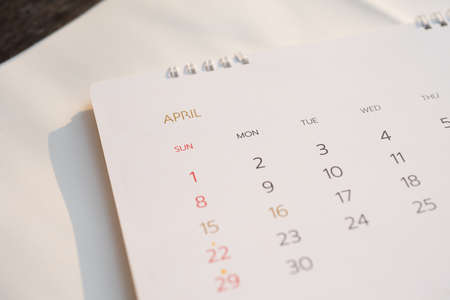 Close up White calendar in planning concept.の写真素材