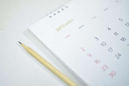 Blur white calendar in planning concept.の写真素材
