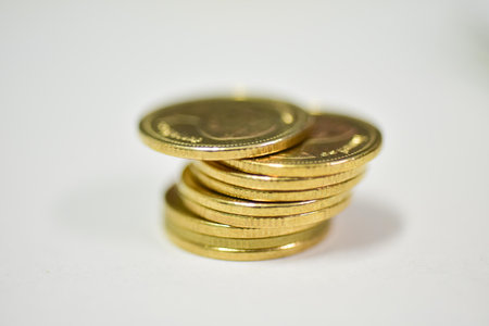 Gold coin in crypotocurrency business concept.