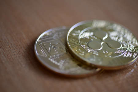 Close up coin in cryptocurrency market business concept.の写真素材