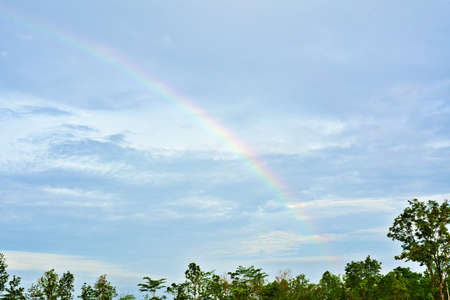 Beautiful line of rainbow on sky background.の写真素材