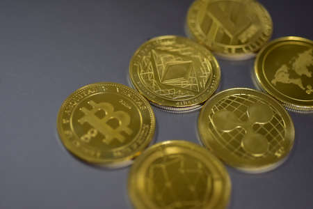 Close up coins of cryptocurrency market.の写真素材
