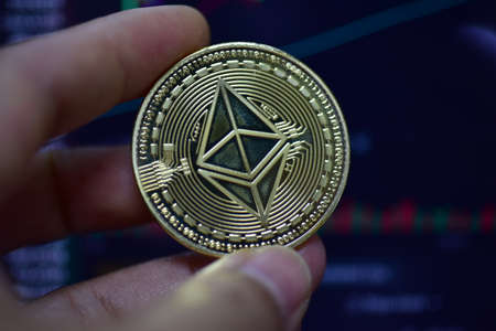 Close up coins of cryptocurrency market.の写真素材