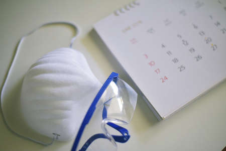 Blurred calendar in  white tone planning concept.の写真素材