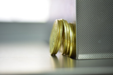 Close up coins of cryptocurrency market business exchange and finance concept.
