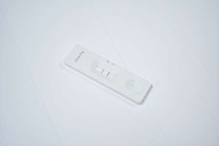 Rapid covid-19 Antigen in laboratory.Result positive.の写真素材