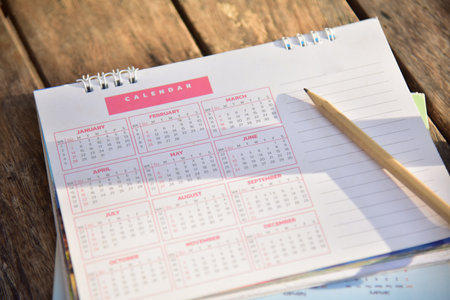 Close up white calendar in planning concept.