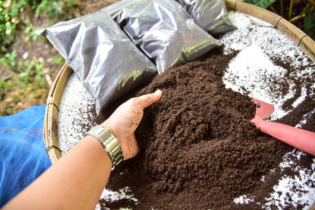 Brown bio fertilizer earthworm manure for plants.