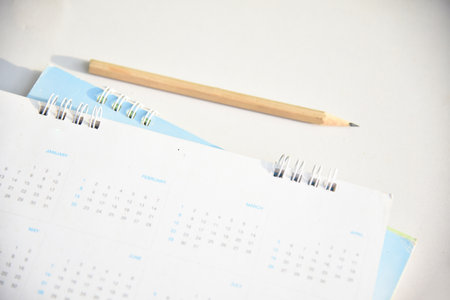 Close up on white calendar in planning concept.