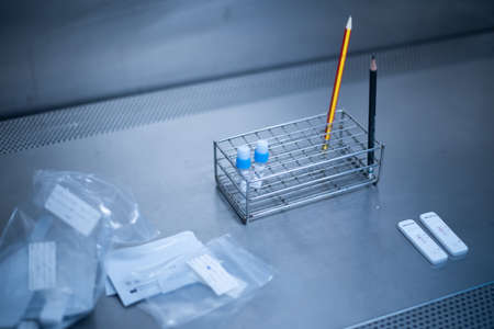 Bio safety cabinet in laboratory.Covid -19 ag testing.