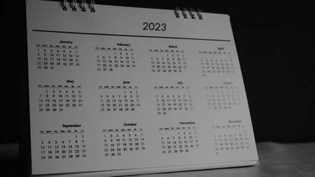 Page calendar 2023 in  planning concept dark tone.の写真素材
