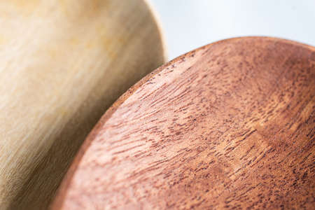 Close up Spoon wood on white background.