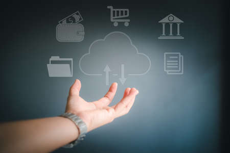 Business man  technology communication and data concept.
