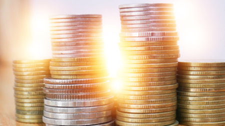 Group of coins in business background.の写真素材