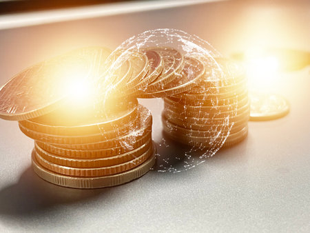 stacking coins with a graph of profit. Business successful growing.の写真素材