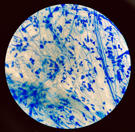 Moderate Red cell on center Mycobacterium Tuberculosis bacteria.