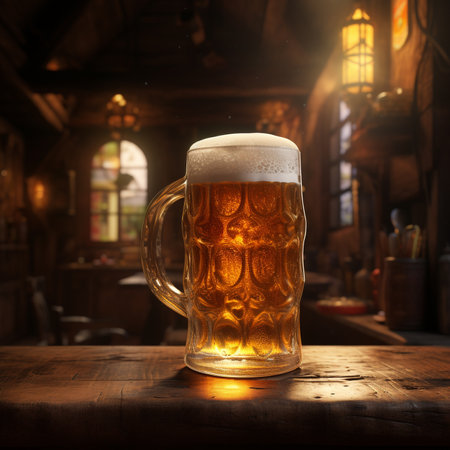 Close up grass of beer drinking concept.Generative AI.の素材